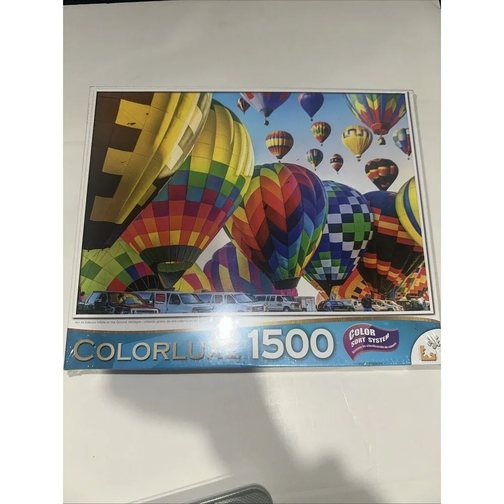 Colorluxe 1500 Piece Jigsaw Puzzle Hot Air Balloon Inflate The Ground Michigan